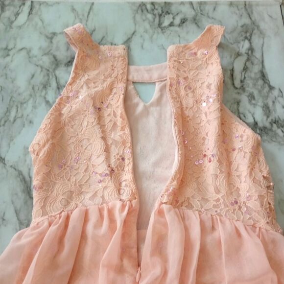 Knitworks Hi Low Halter Top Sleeveless Sequin Peach Color Dress Size 12 - Picture 4 of 13